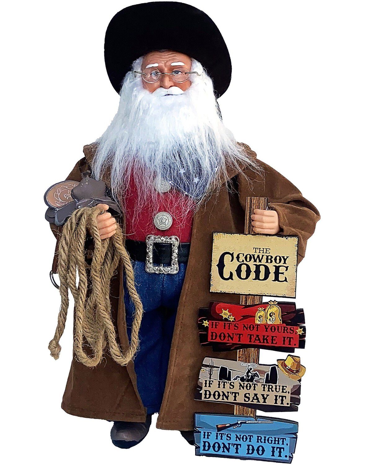 Image #1 - Santa's Workshop 15" The Cowboy Code Claus, Brown, hi-res