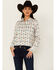 Image #1 - Panhandle Women's Steer Print Long Sleeve Snap Western Shirt, Off White, hi-res