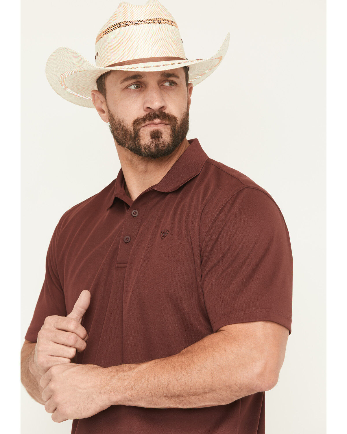 Image #2 - Ariat Men's Solid Tek Short Sleeve Polo Shirt - Big, Maroon, hi-res
