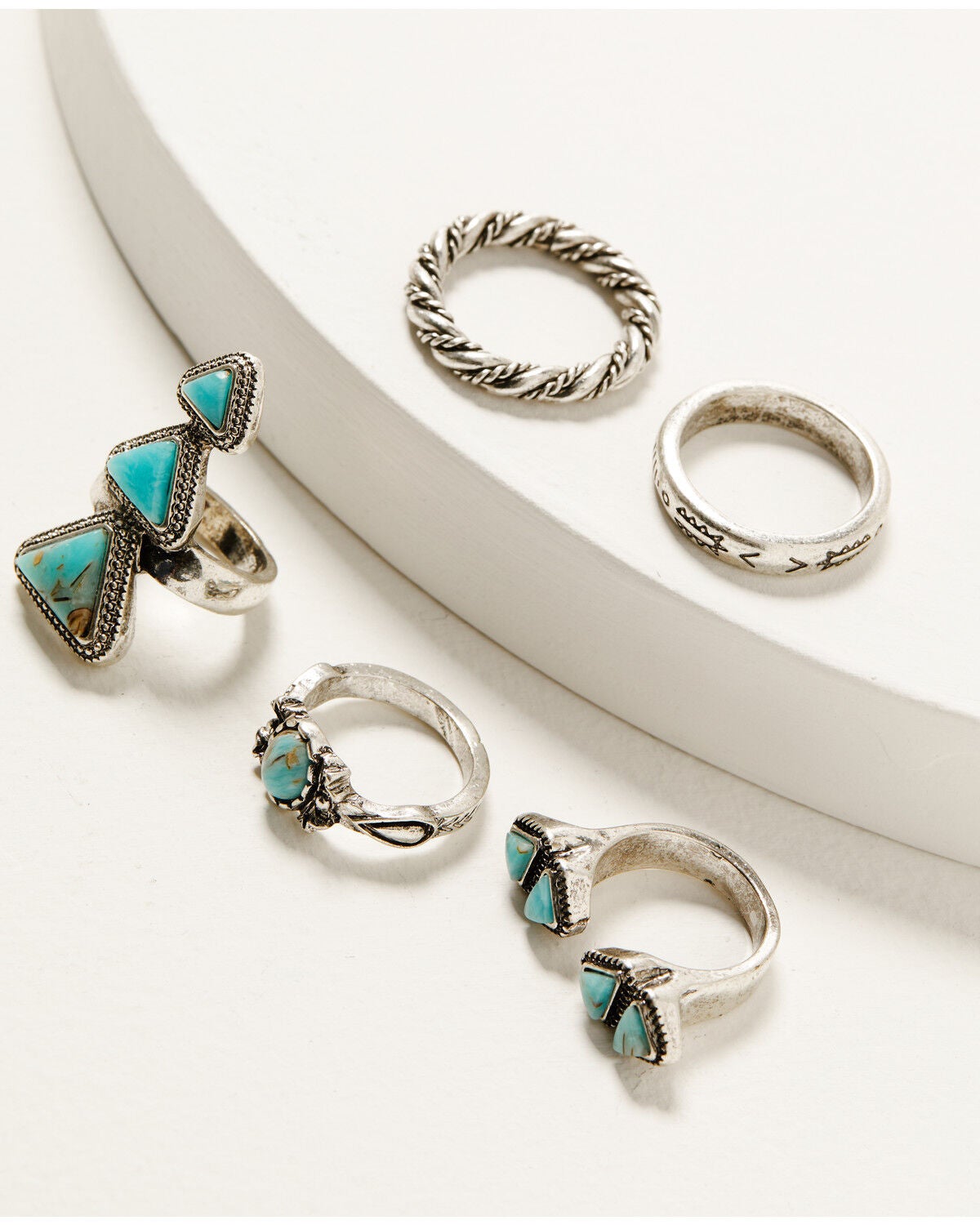 Idyllwind Women's Clarion Antique Silver Ring Set - 5 Piece, Silver, hi-res