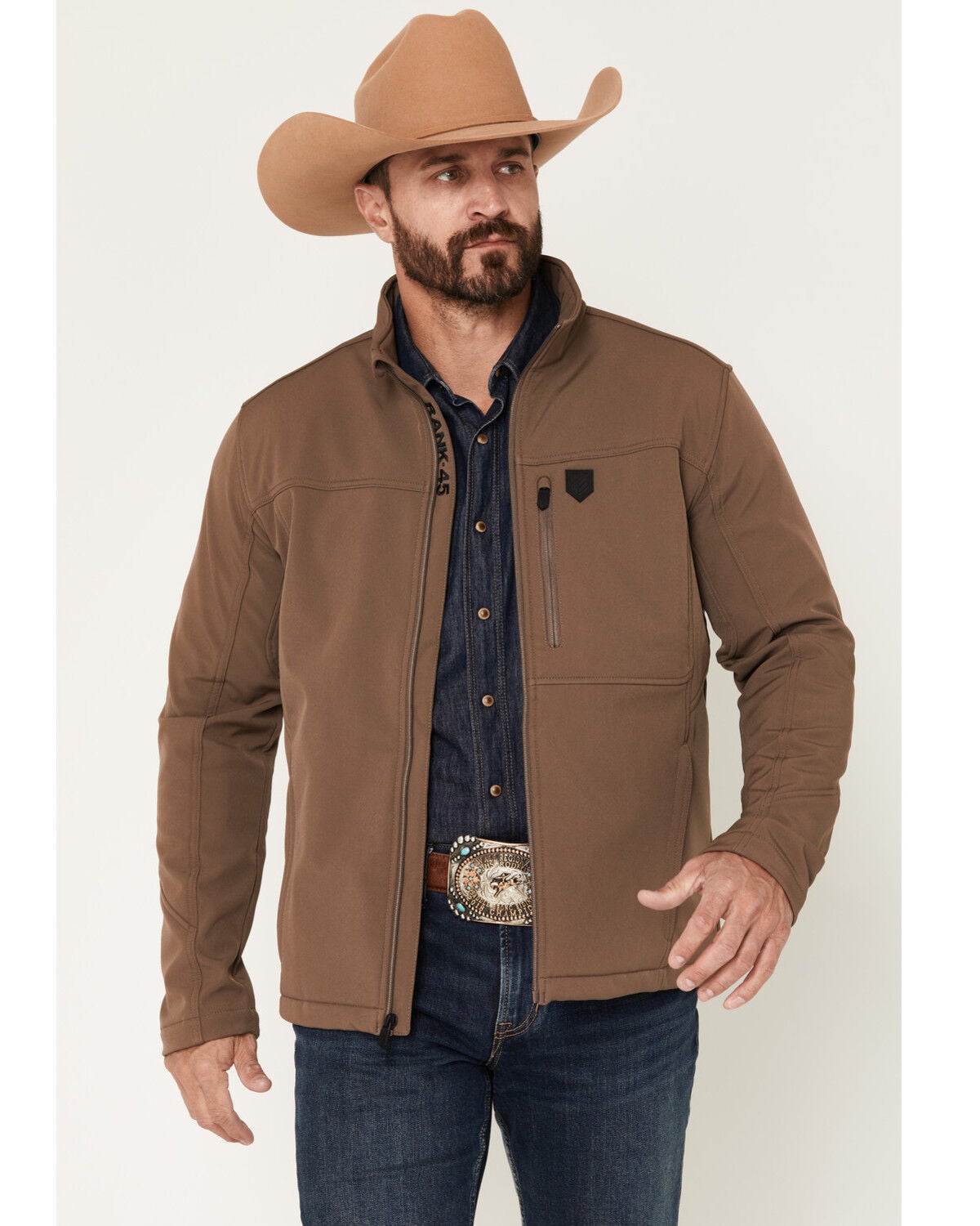 RANK 45&reg; Men's Richwood Softshell Jacket - Tall, Brown, hi-res