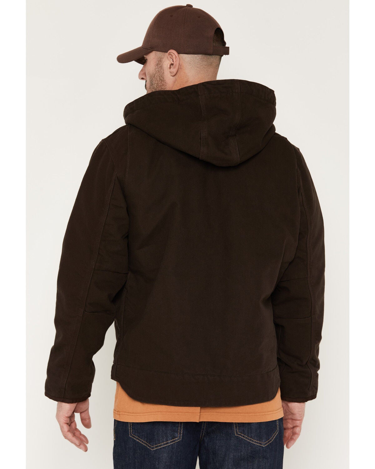 Image #4 - Carhartt Men's Washed Duck Sherpa Lined Hooded Work Jacket, Brown, hi-res