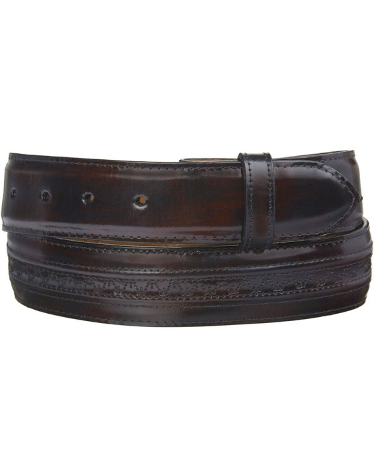 Image #3 - Lucchese Men's Goatskin Leather Belt, Black Cherry, hi-res