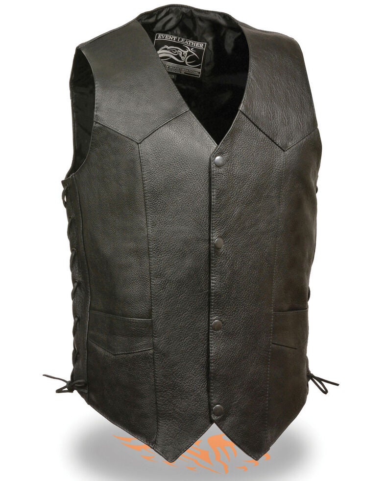Milwaukee Leather Men's 3X Classic Side Lace Biker Vest Tall Sheplers
