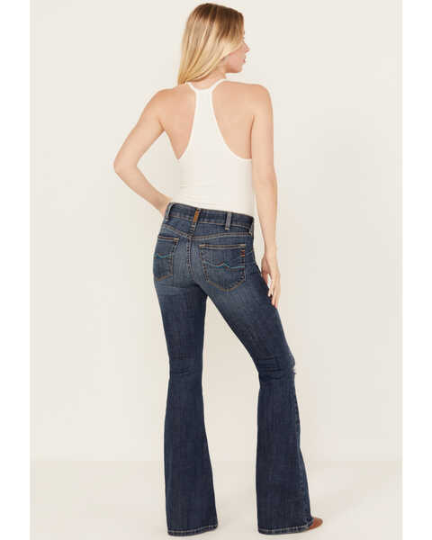 Image #3 - Ariat Women's R.E.A.L. Perfect Rise Zoe Stretch Flare Jeans, Dark Wash, hi-res