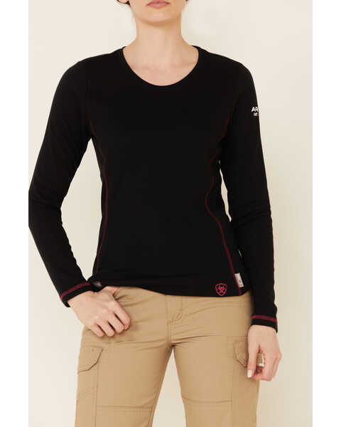 Ariat Women's FR Polartec Powerdry Work Shirt, Black, hi-res