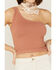 Image #2 - Fornia Women's Top One Cedar Wood One Shoulder Ribbed Cami Top, Mauve, hi-res