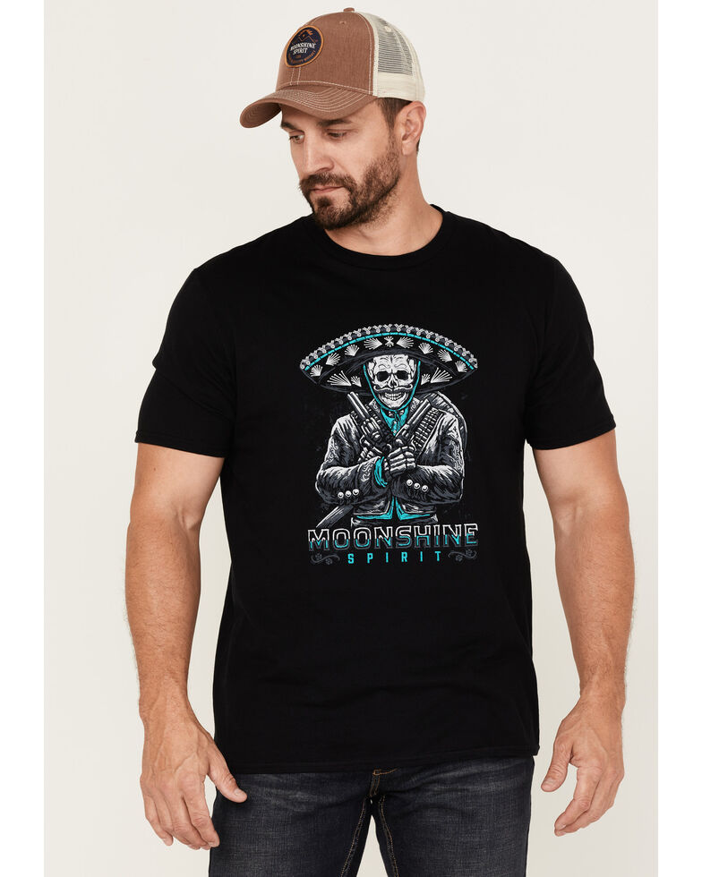 Moonshine Spirit Men's El Mariachi Skull Graphic T-Shirt , Black, hi-res