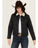 Image #1 - Shyanne Women's Oil Skinned Quilted Sherpa Trimmed Jacket, Navy, hi-res