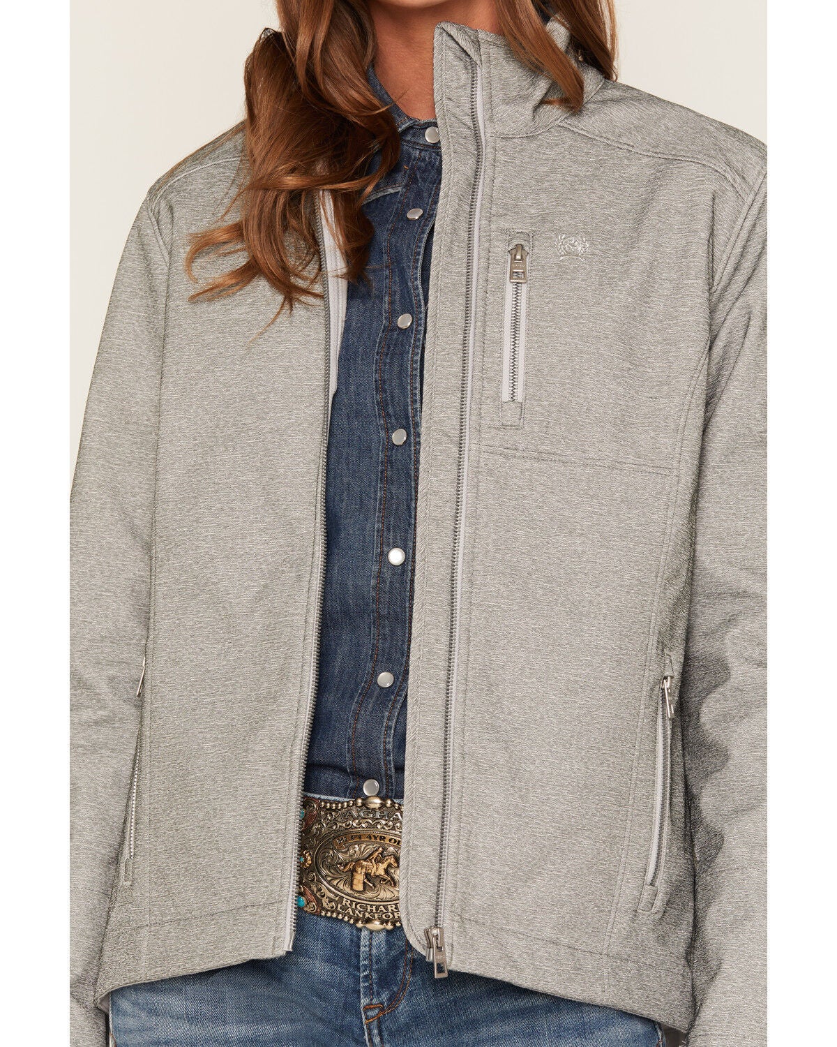 Image #3 - Cinch Women's Concealed Carry Bonded Jacket, Grey, hi-res