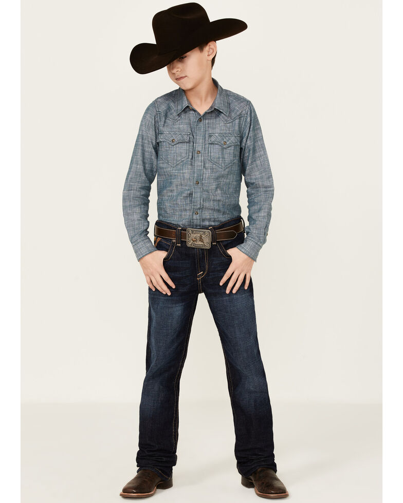 Ariat Boys' B5 Slim Esteban Stackable Straight Leg Jeans, Blue, hi-res