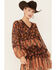 Image #2 - Miss Me Women's Floral Print Long Sleeve Mini Dress, Burgundy, hi-res