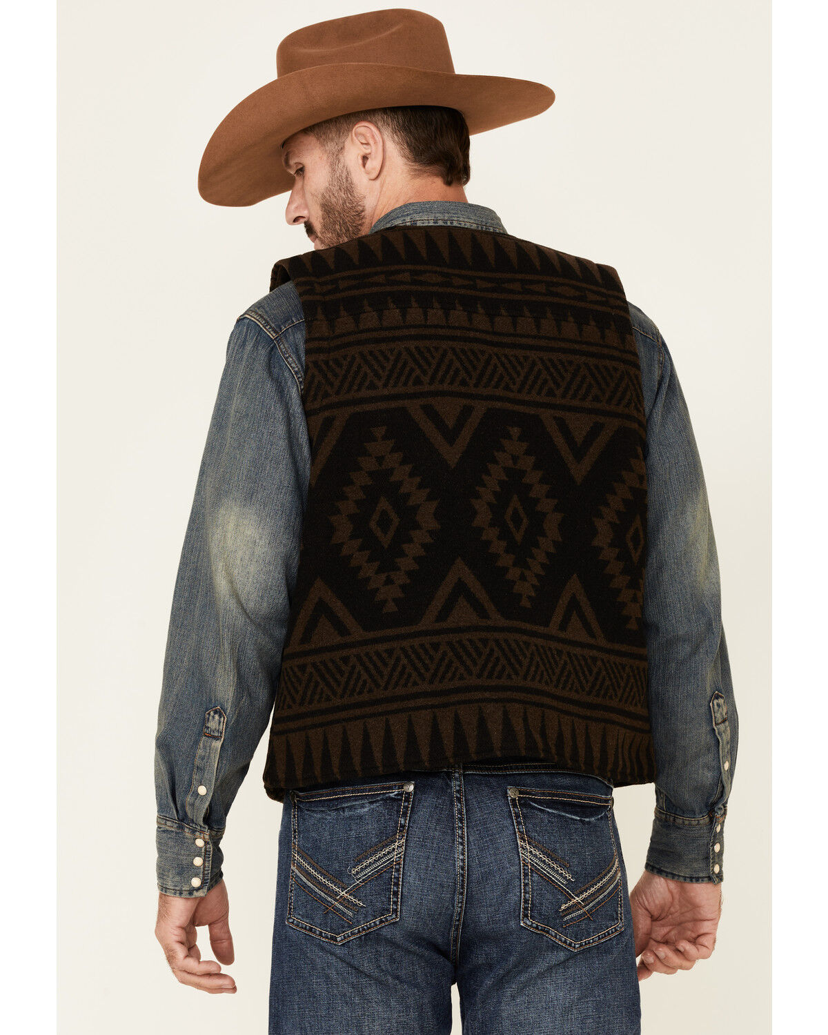 Image #4 - Cody James Men's Valley Southwestern Print Zip-Front Wool Vest , , hi-res