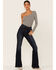 Lee Women's High Rise Dark Wash Late Night Flare Jeans , Dark Blue, hi-res