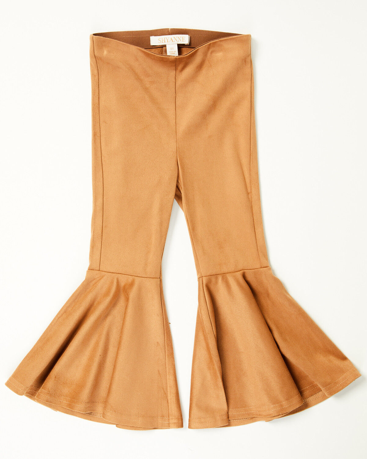 Image #1 - Shyanne Toddler Girls' Faux Suede Bell Bottom Stretch Pants, Caramel, hi-res