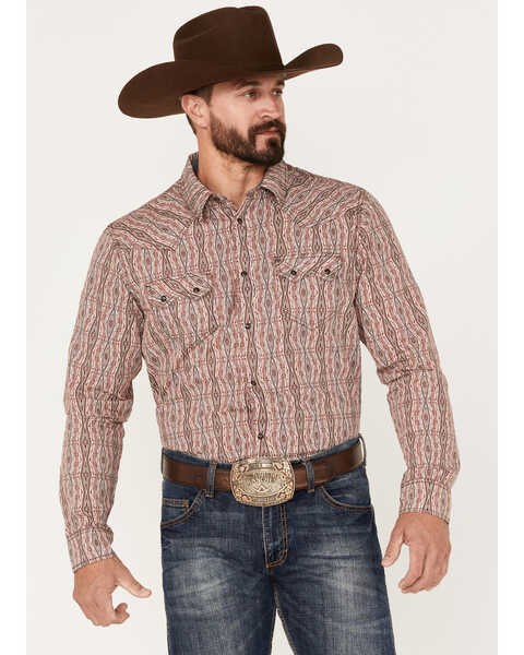 Image #1 - Cody James Men's Traverse Southwestern Print Snap Western Shirt , Red, hi-res
