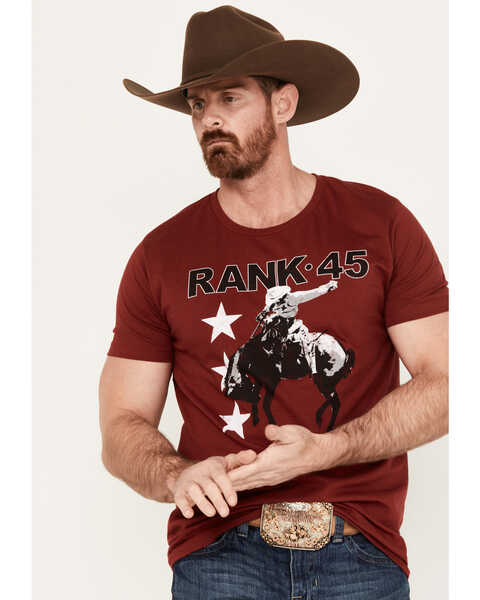 Image #1 - RANK 45® Men's Bucking Star Short Sleeve Graphic T-Shirt, Cherry, hi-res