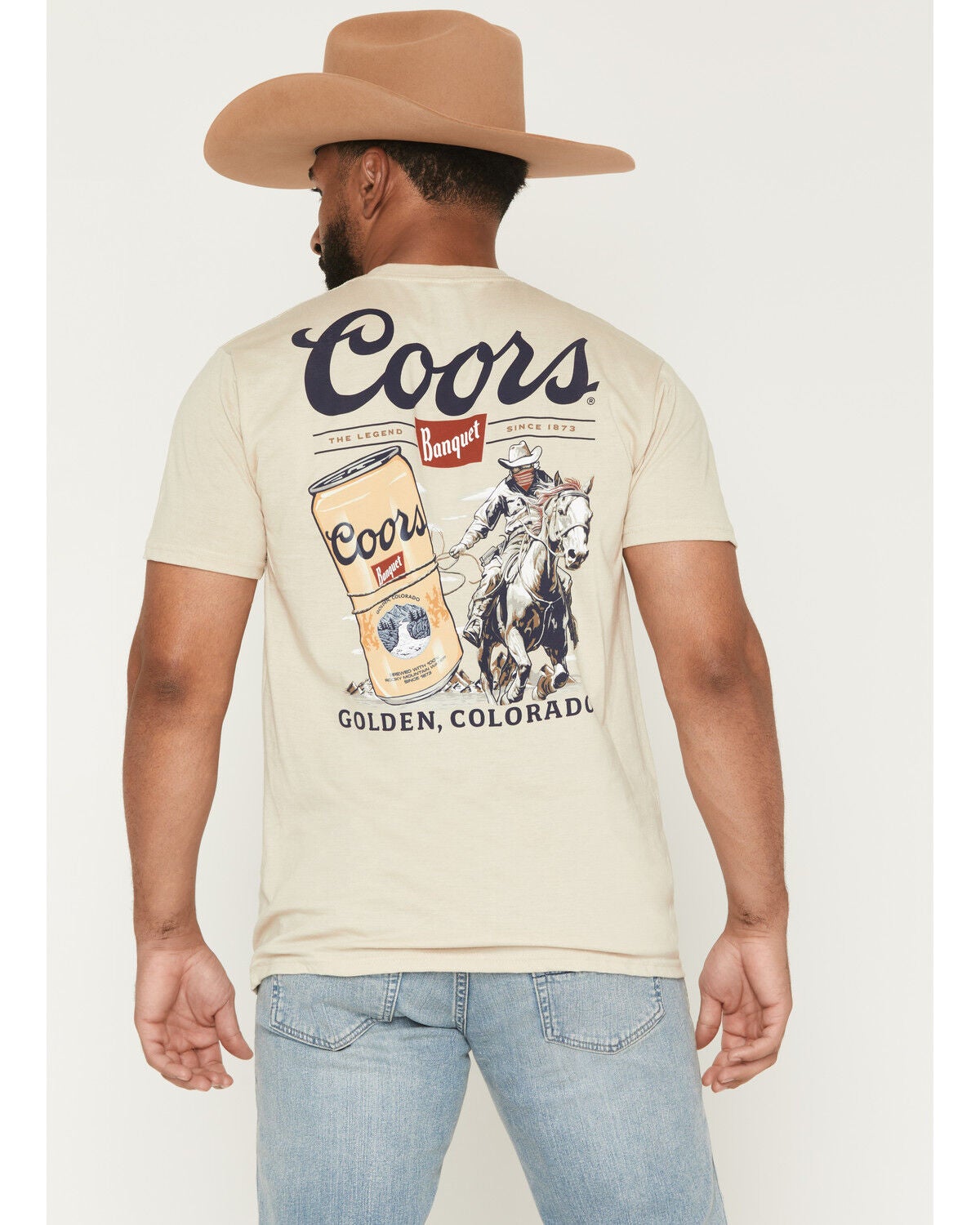 Coors Men's Boot Barn Exclusive Cowboy Lasso Short Sleeve Graphic T-Shirt, Natural, hi-res