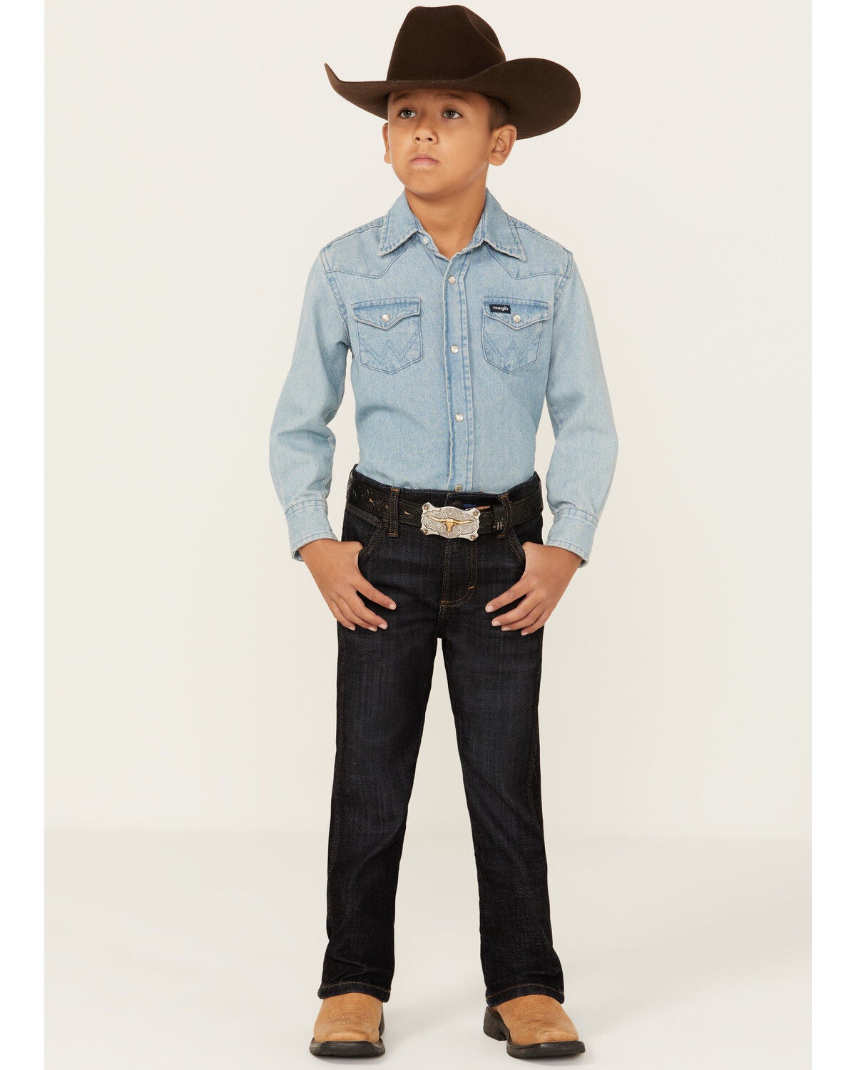 Wrangler Retro Little Boys' Dark Wash Dax Slim Bootcut Jeans, Dark Wash, hi-res