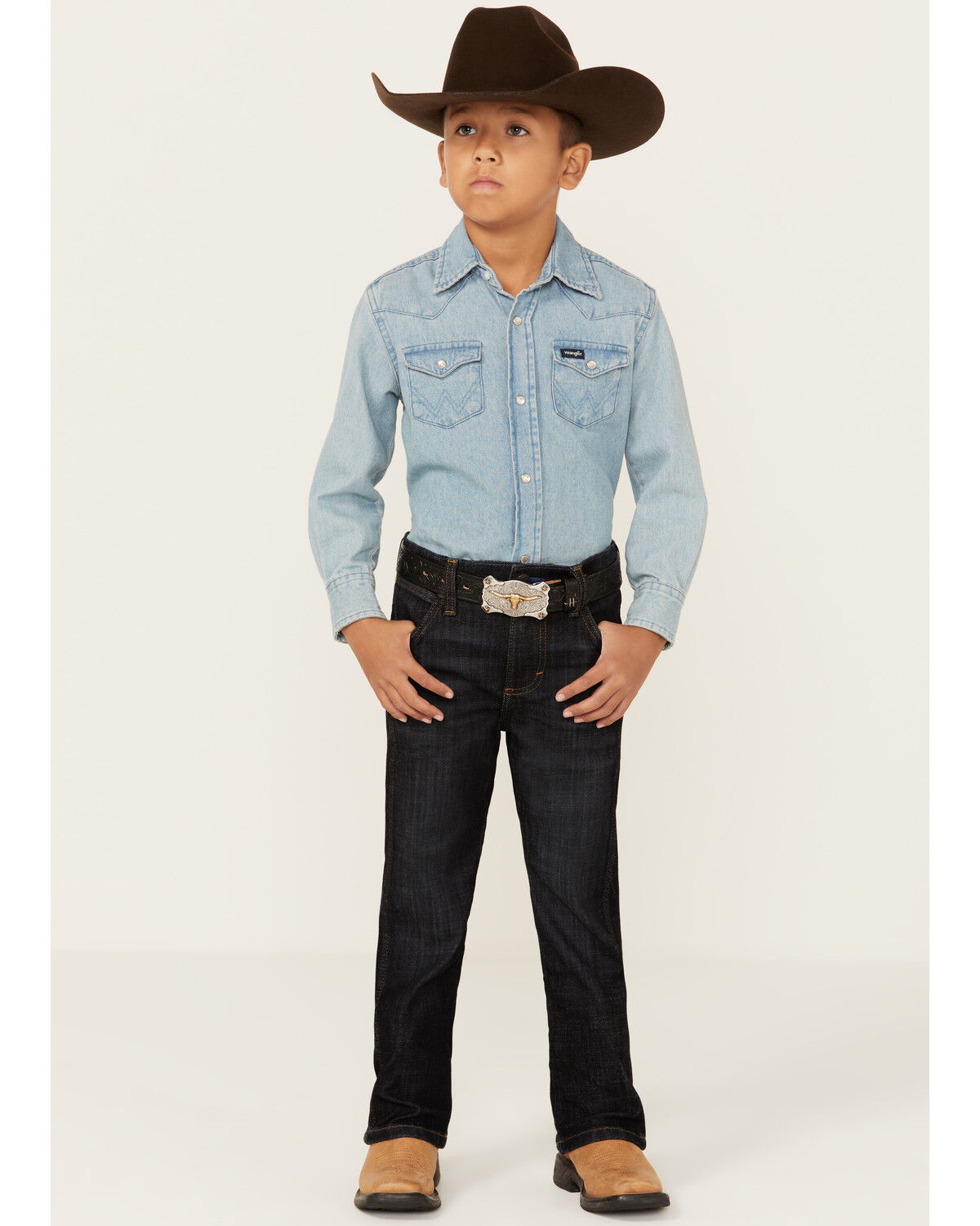 Image #1 - Wrangler Retro Little Boys' Dark Wash Dax Slim Bootcut Jeans, Dark Wash, hi-res