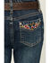 Image #2 - Shyanne Little Girls' Scout Dark Wash Embroidered Bootcut Stretch Denim Jeans, Dark Wash, hi-res