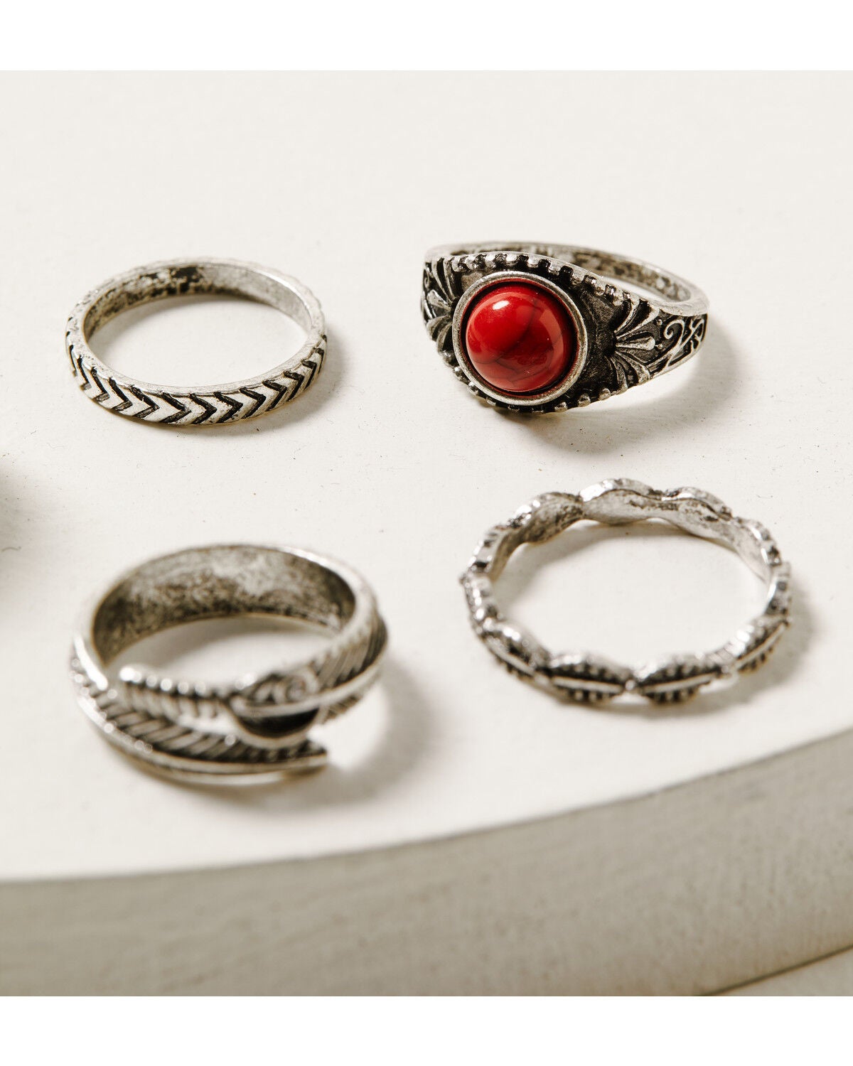 Image #3 - Shyanne Women's 4-piece Silver & Turquoise Ring Set, Silver, hi-res