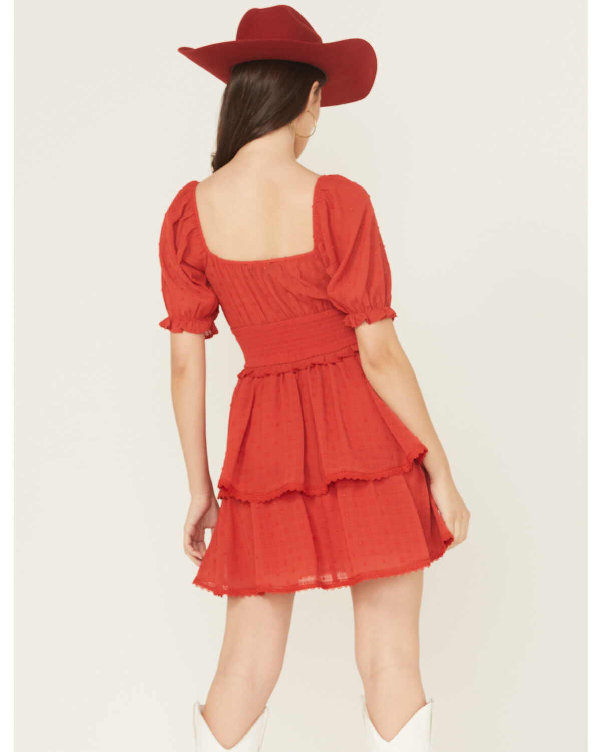 Image #4 - Ash & Violet Women's Cliff Dot Short Sleeve Mini Dress, Red, hi-res