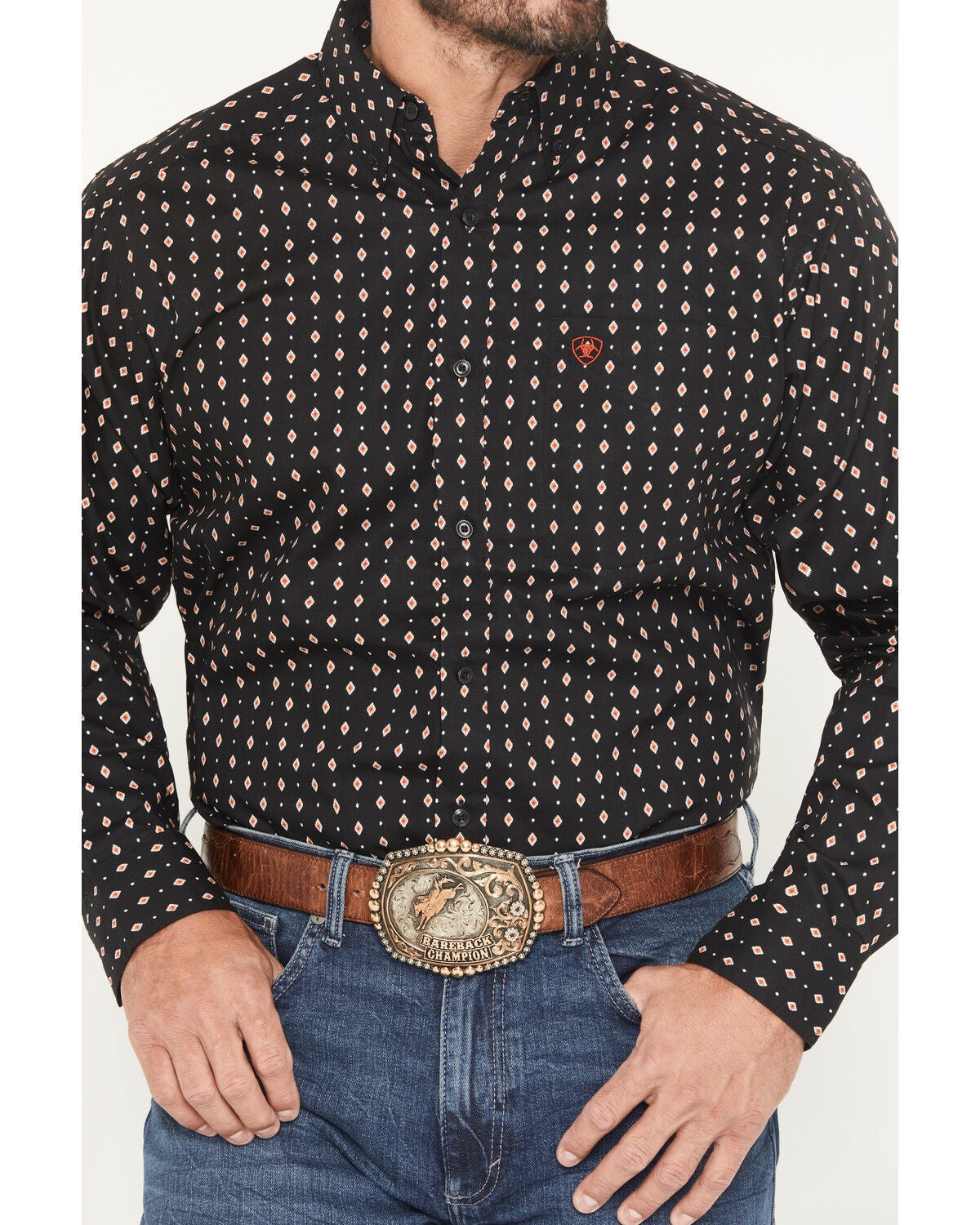 Image #3 - Ariat Men's Thorn Geo Print Long Sleeve Button-Down Western Shirt - Tall, Black, hi-res