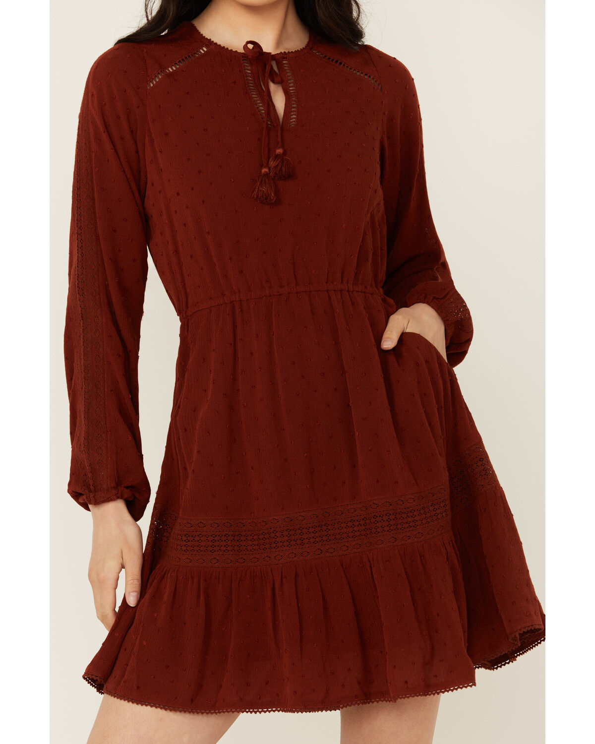 Image #3 - Idyllwind Women's Riker Long Sleeve Mini Dress, Brandy Brown, hi-res