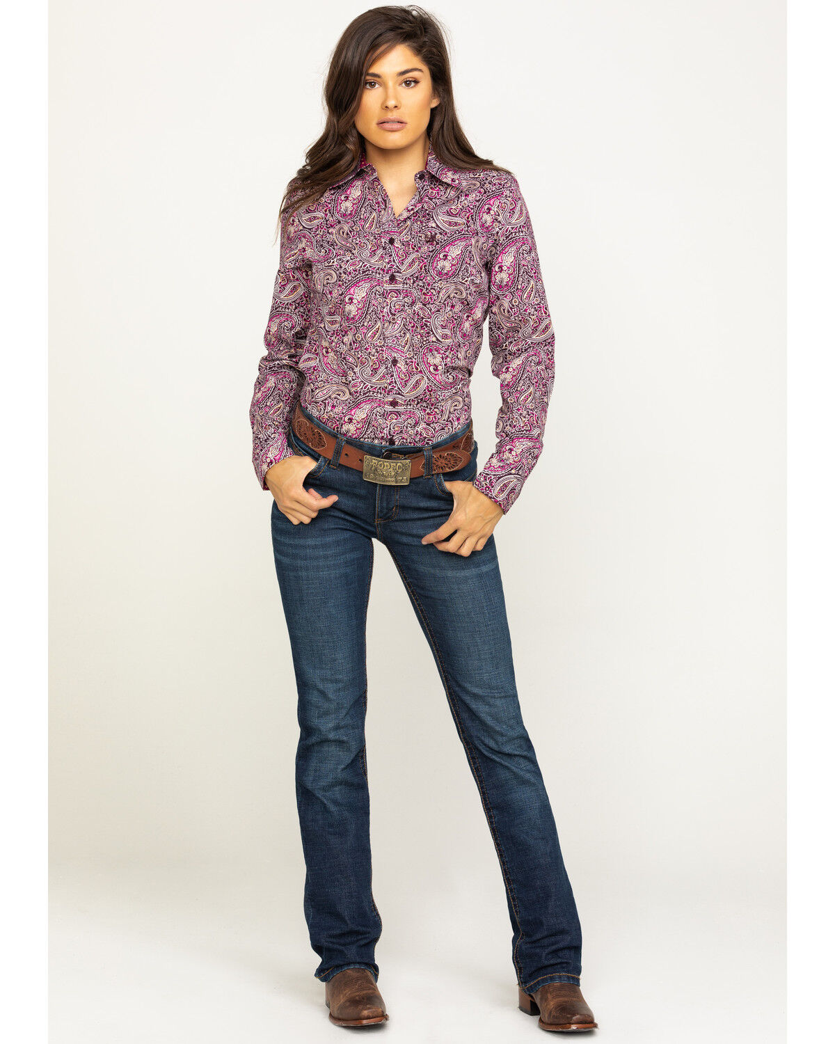 Women's purple paisley shirt clearance
