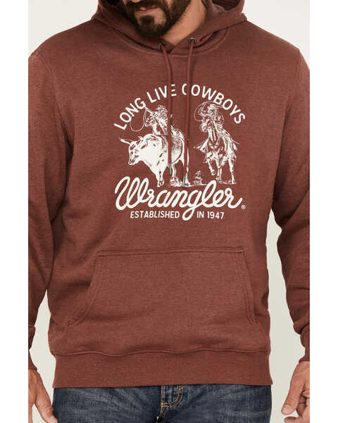 Image #3 - Wrangler Men's Long Live Cowboys Hooded Sweatshirt, Burgundy, hi-res