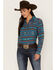 Ariat Women's R.E.A.L. Southwestern Print Billie Rae Long Sleeve Button-Down Western Shirt, Teal, hi-res