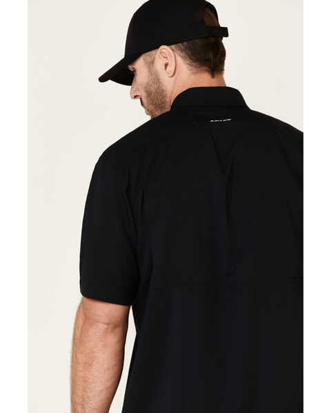 Ariat Men's Solid Black Tek Button-Down Short Sleeve Western Shirt - Tall , Black, hi-res