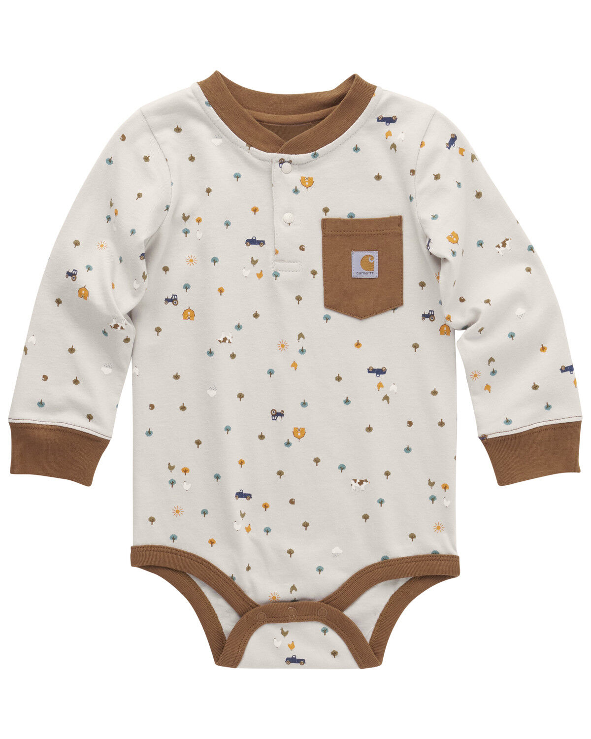 Image #1 - Carhartt Infant Boys' Conversational Print Long Sleeve Onesie, Cream, hi-res