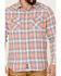 Flag & Anthem Men's Arlington Vintage Large Plaid Print Long Sleeve Western Shirt , Coral, hi-res