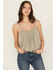 Image #2 - Rock & Roll Denim Women's Studded Elastic Hem Cami, Sage, hi-res