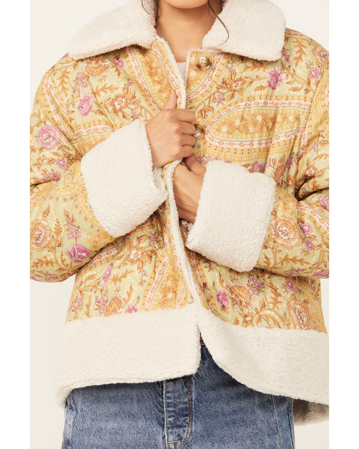 Image #3 - Spell Women's Belladonna Reversible Shearling Jacket, Olive, hi-res