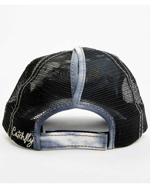 Image #3 - Catchfly Women's Hellbent Embroidered Distressed Ponytail Ball Cap, Grey, hi-res