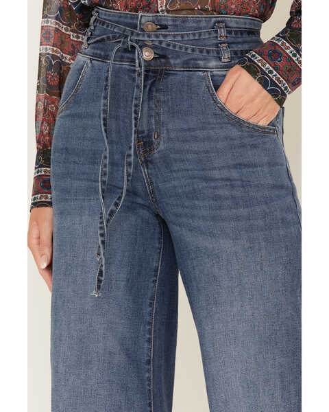 Image #2 - Shyanne Women's Medium Wash High Rise Belted Trouser Wide Jeans, Medium Wash, hi-res