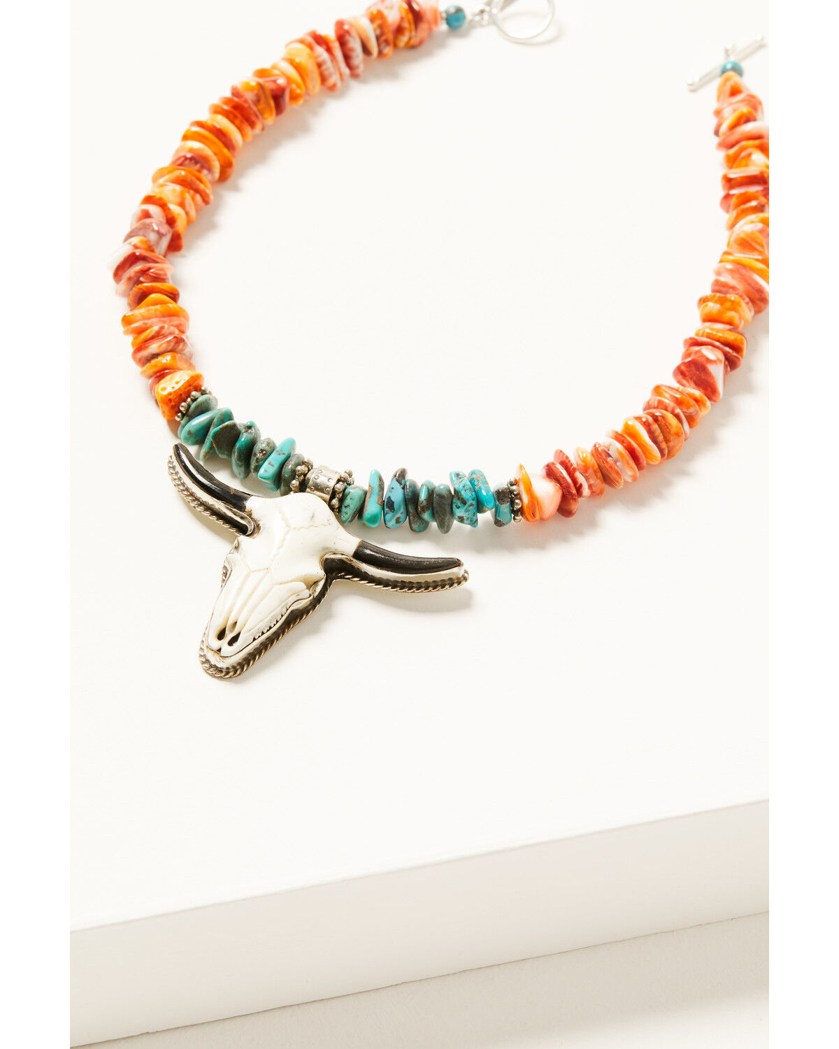 Image #2 - Paige Wallace Women's Longhorn Pendant Spiny Oyster and Turquoise Necklace, Turquoise, hi-res