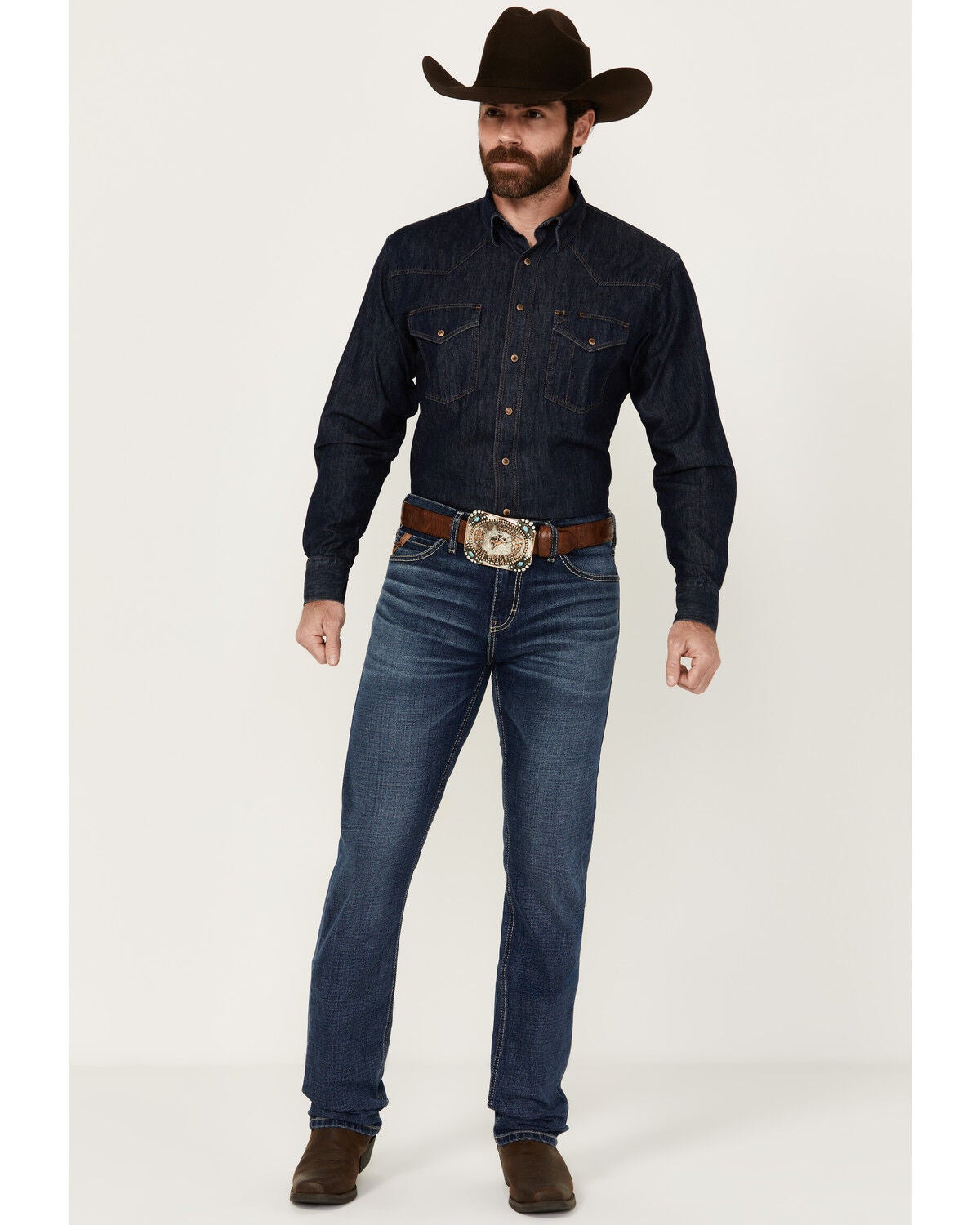 Ariat Men's M8 Champ Ashton Medium Wash Modern Slim Fit Stretch Denim Jeans, Medium Wash, hi-res