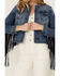 Image #2 - Idyllwind Women's Bisbee Wash Studs Fringe Denim Trucker Jacket, Dark Wash, hi-res