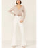 Image #4 - Wild Moss Women's Ribbed Lurex Cinch Front Knit Top, Ivory, hi-res