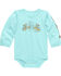 Image #1 - Carhartt Infant Girls' Barn Long Sleeve Pocket Onesie, Teal, hi-res