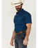 Image #2 - RANK 45&reg; Men's Ribbon Medallion Print Short Sleeve Button-Down Stretch Western Shirt, Blue, hi-res