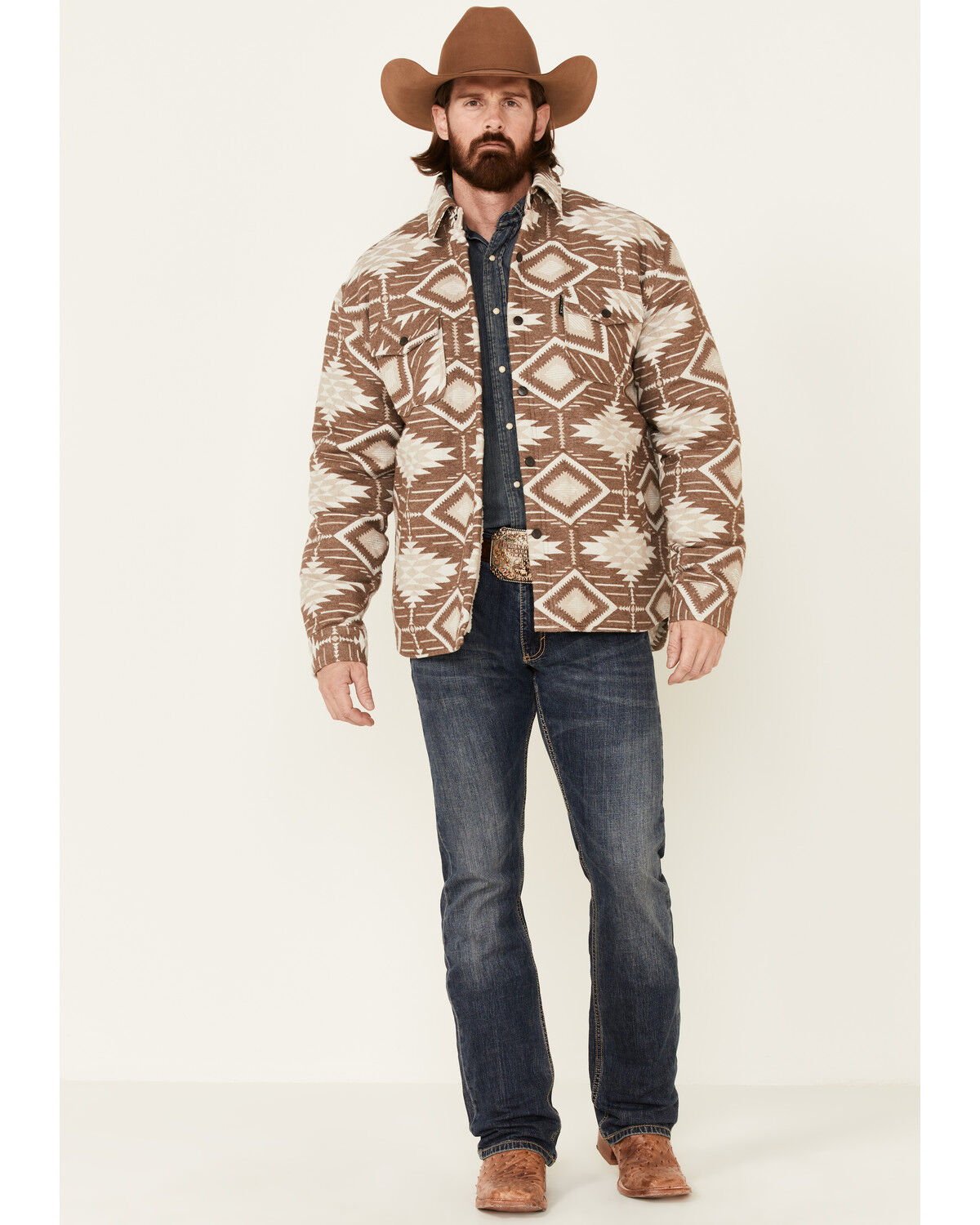 Image #2 - Outback Trading Co. Brown Ronan Southwestern Print Snap-Front Jacket, Brown, hi-res
