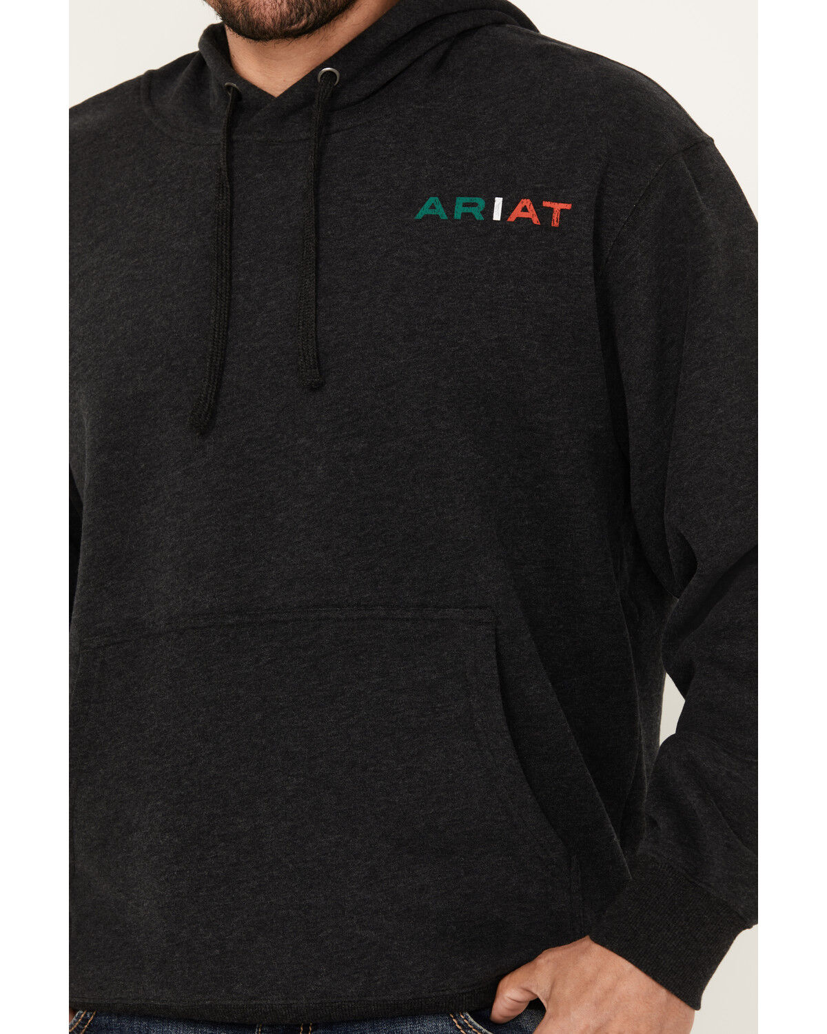 Image #4 - Ariat Men's Mexico Flag Lockup Hooded Sweatshirt, Black, hi-res