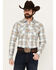 Image #1 - Stetson Men's Dobby Plaid Print Long Sleeve Snap Western Shirt, Tan, hi-res