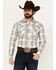 Image #1 - Stetson Men's Dobby Plaid Print Long Sleeve Snap Western Shirt , Tan, hi-res