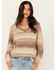 Image #1 - Cleo + Wolf Women's V-Neck Striped Sweater , Cream, hi-res